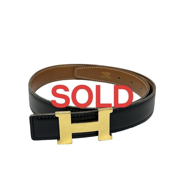 Hermes Accessories - HERMES H Belt - Black Box Calf Square B Belt 524-060425
